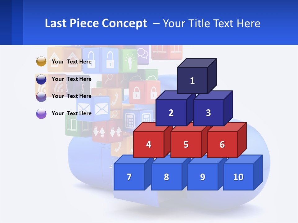A Blue Cloud Filled With Colorful Blocks And Icons PowerPoint Template
