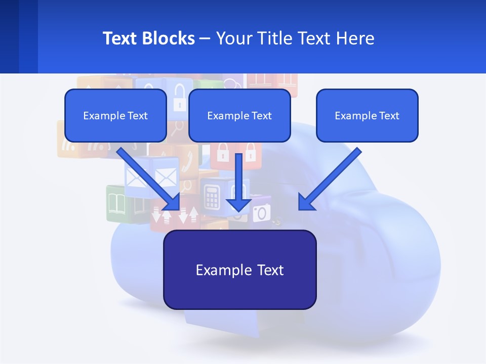 A Blue Cloud Filled With Colorful Blocks And Icons PowerPoint Template