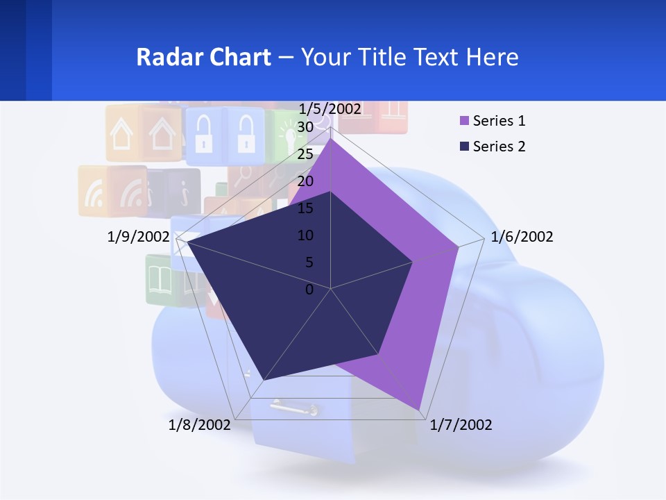 A Blue Cloud Filled With Colorful Blocks And Icons PowerPoint Template