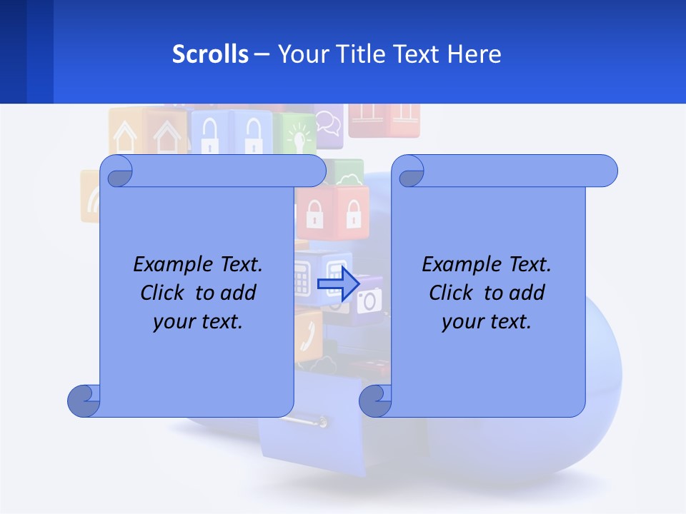 A Blue Cloud Filled With Colorful Blocks And Icons PowerPoint Template