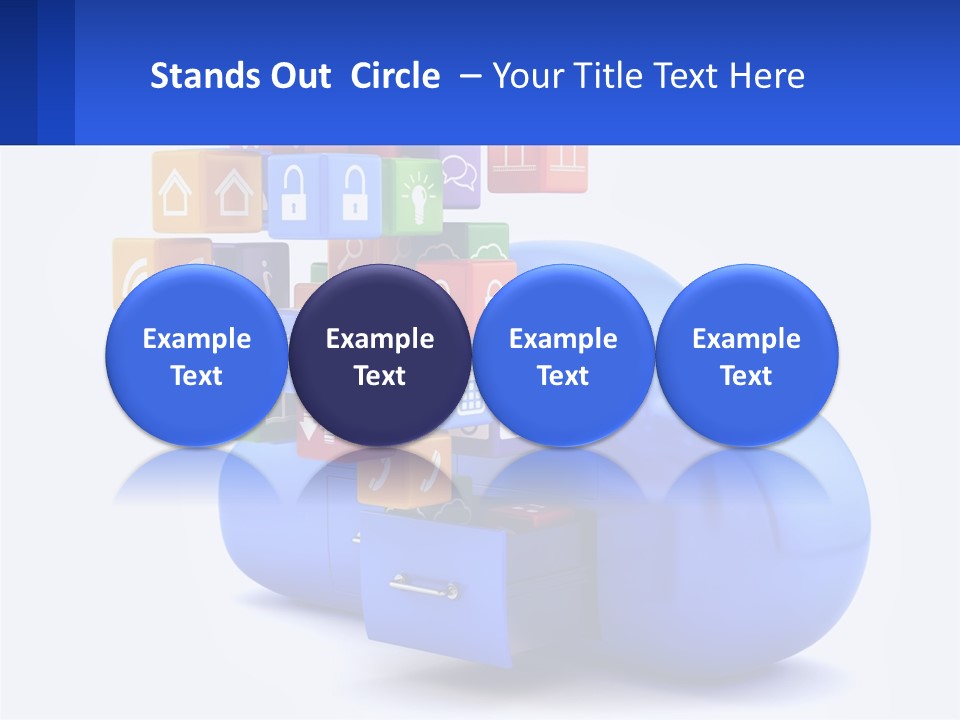 A Blue Cloud Filled With Colorful Blocks And Icons PowerPoint Template