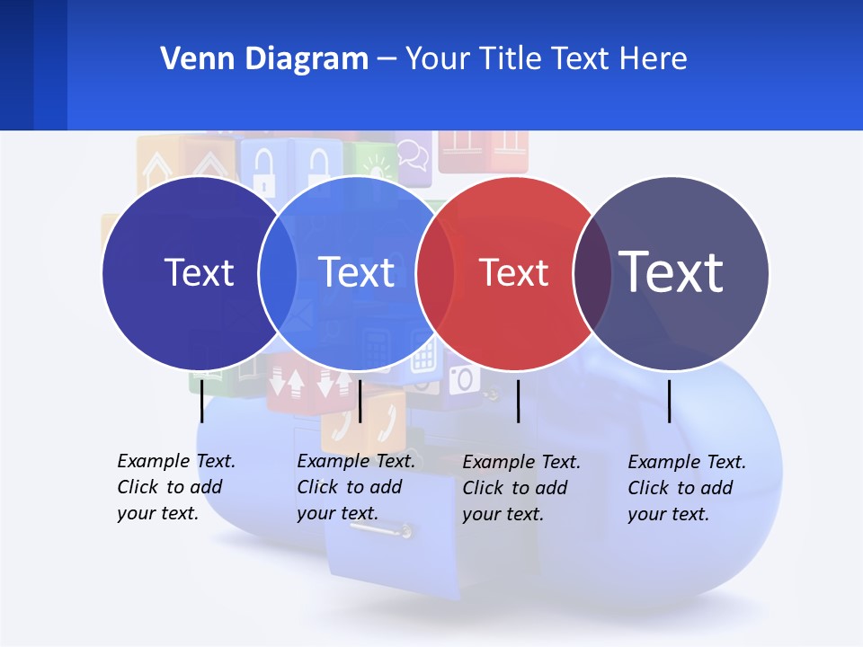 A Blue Cloud Filled With Colorful Blocks And Icons PowerPoint Template