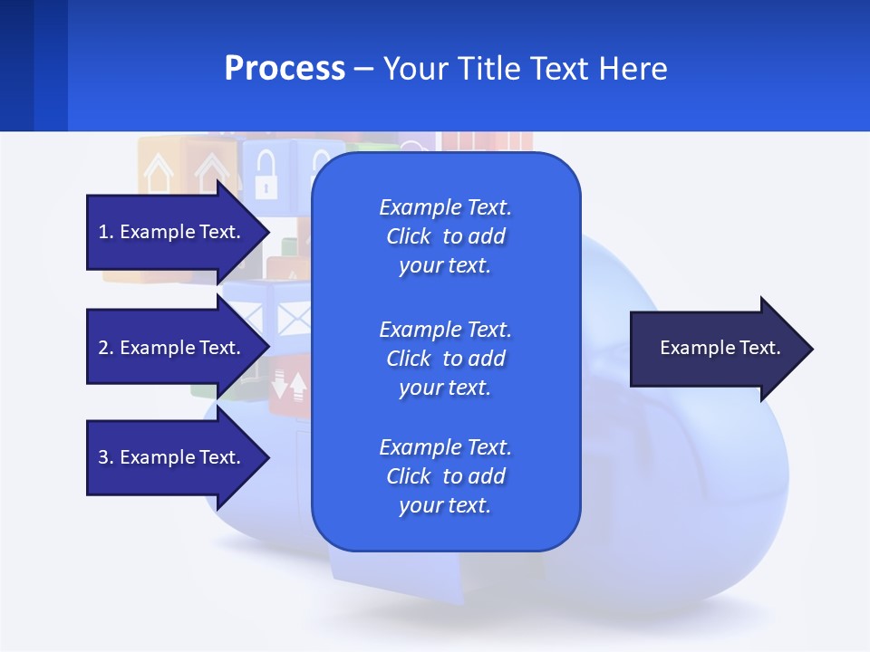 A Blue Cloud Filled With Colorful Blocks And Icons PowerPoint Template
