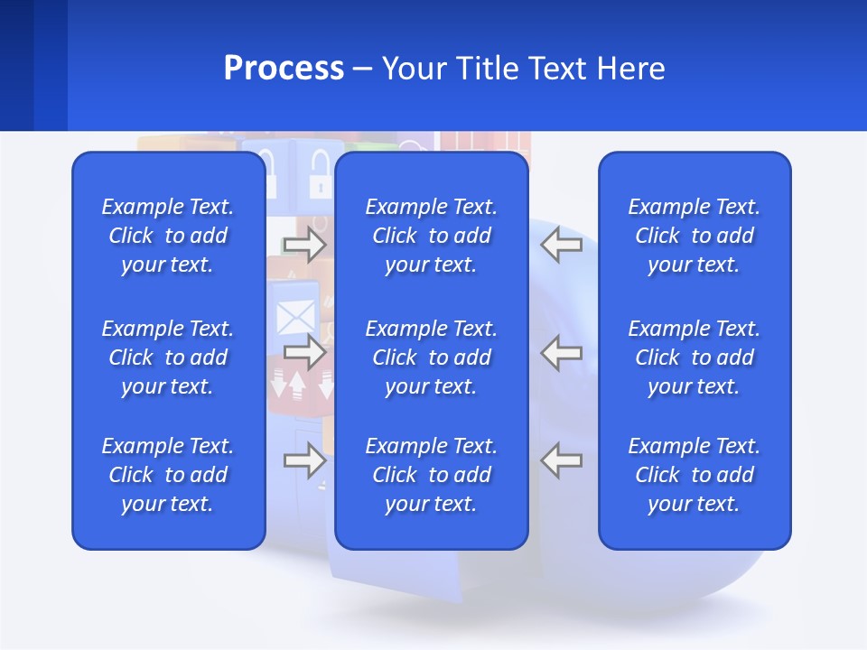 A Blue Cloud Filled With Colorful Blocks And Icons PowerPoint Template