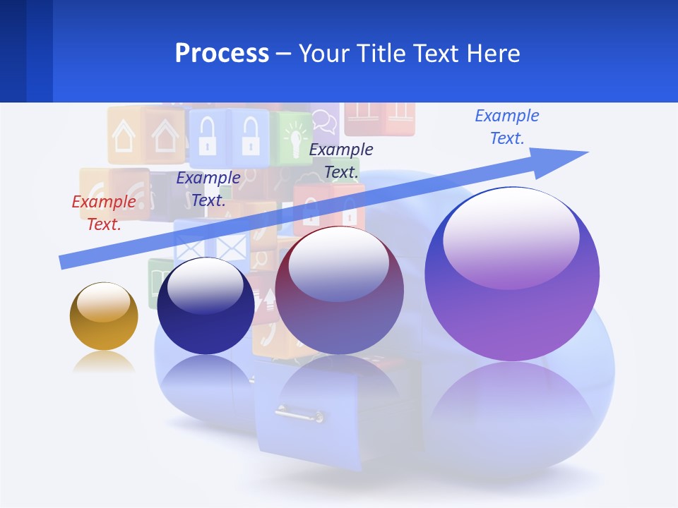 A Blue Cloud Filled With Colorful Blocks And Icons PowerPoint Template