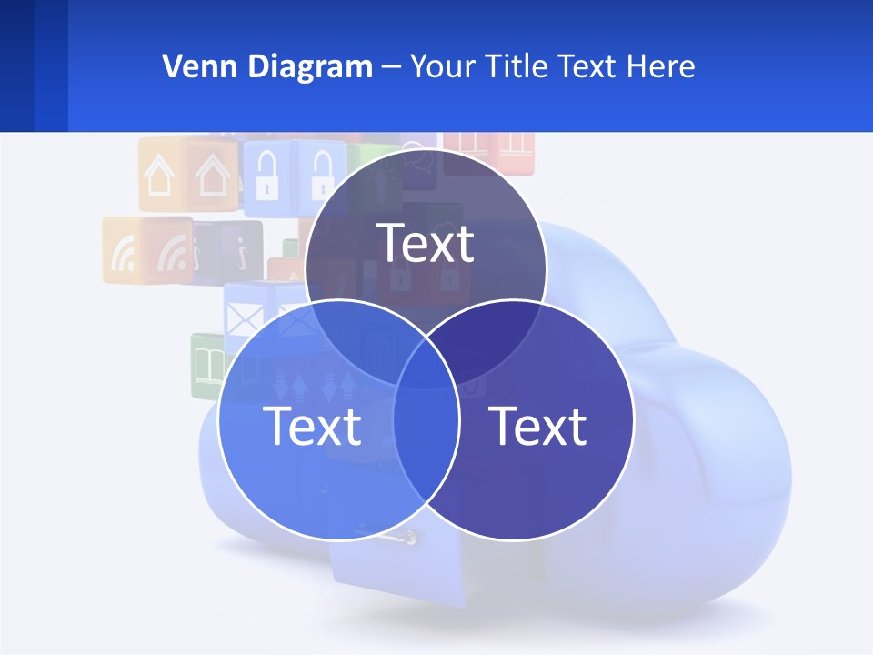 A Blue Cloud Filled With Colorful Blocks And Icons PowerPoint Template