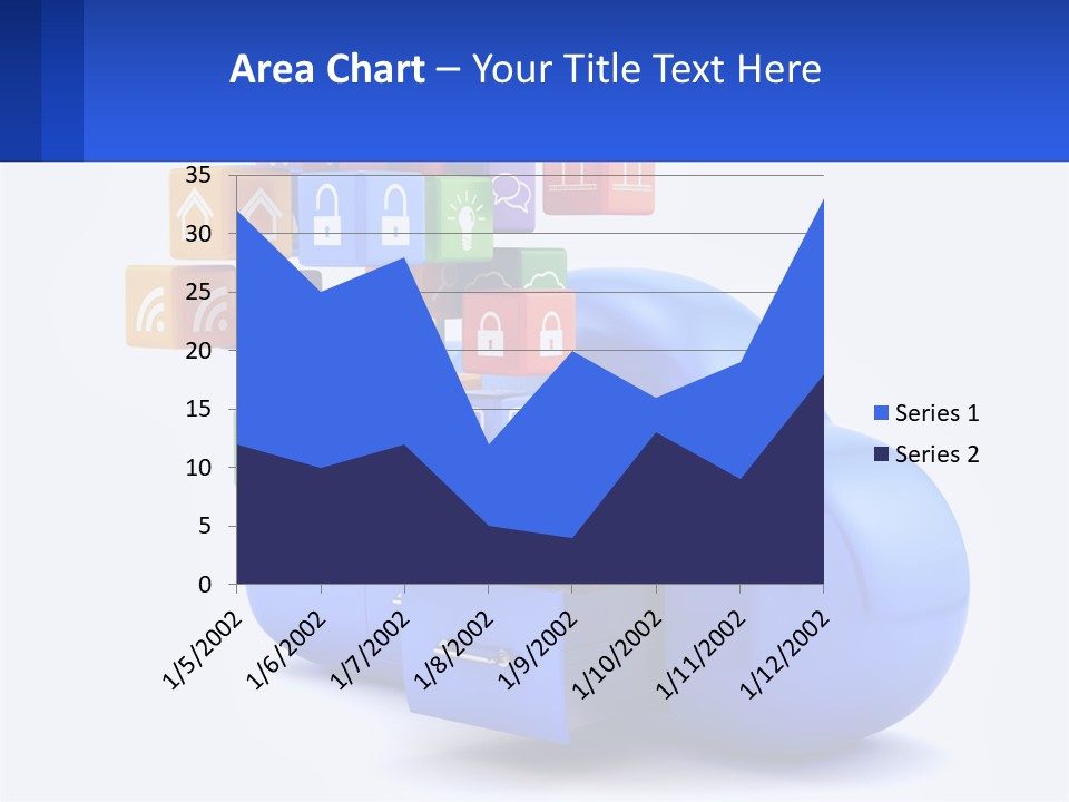 A Blue Cloud Filled With Colorful Blocks And Icons PowerPoint Template