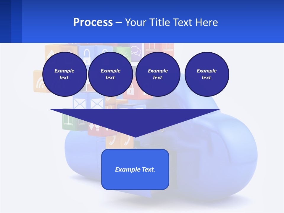 A Blue Cloud Filled With Colorful Blocks And Icons PowerPoint Template