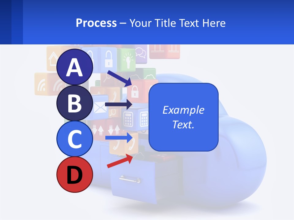 A Blue Cloud Filled With Colorful Blocks And Icons PowerPoint Template