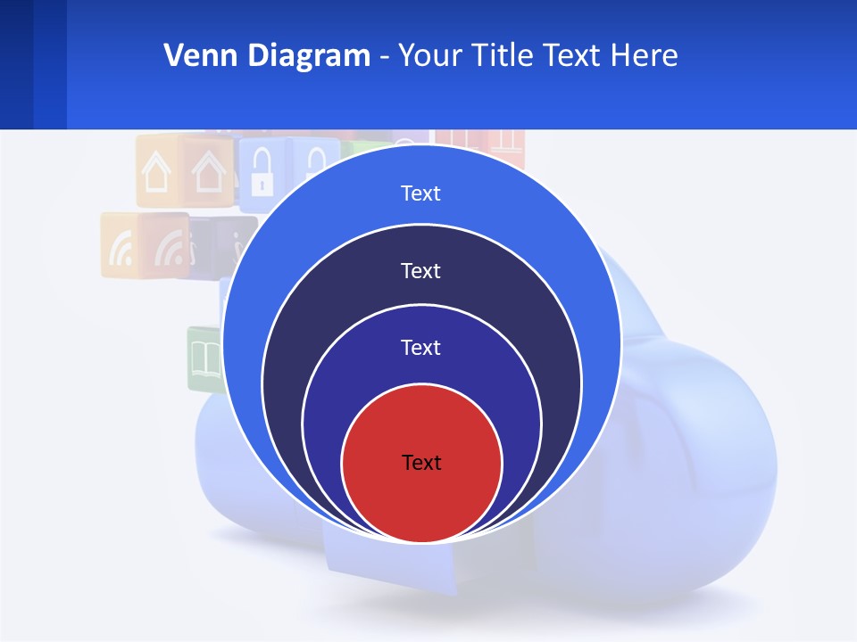 A Blue Cloud Filled With Colorful Blocks And Icons PowerPoint Template