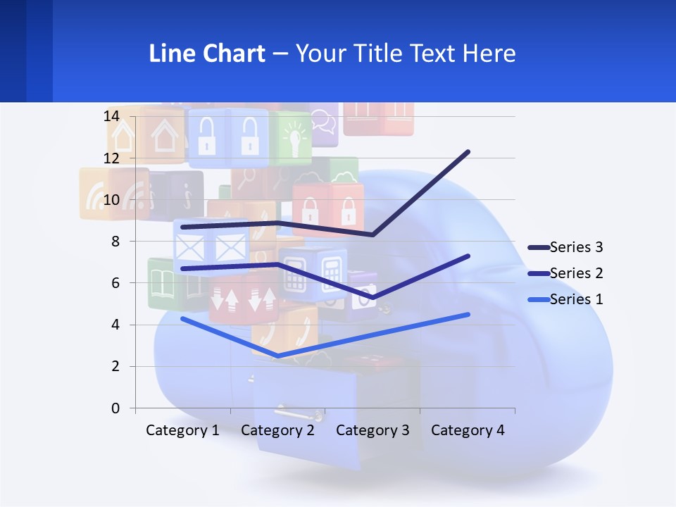 A Blue Cloud Filled With Colorful Blocks And Icons PowerPoint Template