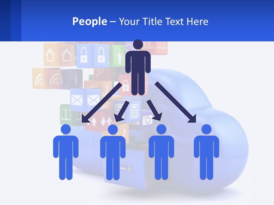 A Blue Cloud Filled With Colorful Blocks And Icons PowerPoint Template