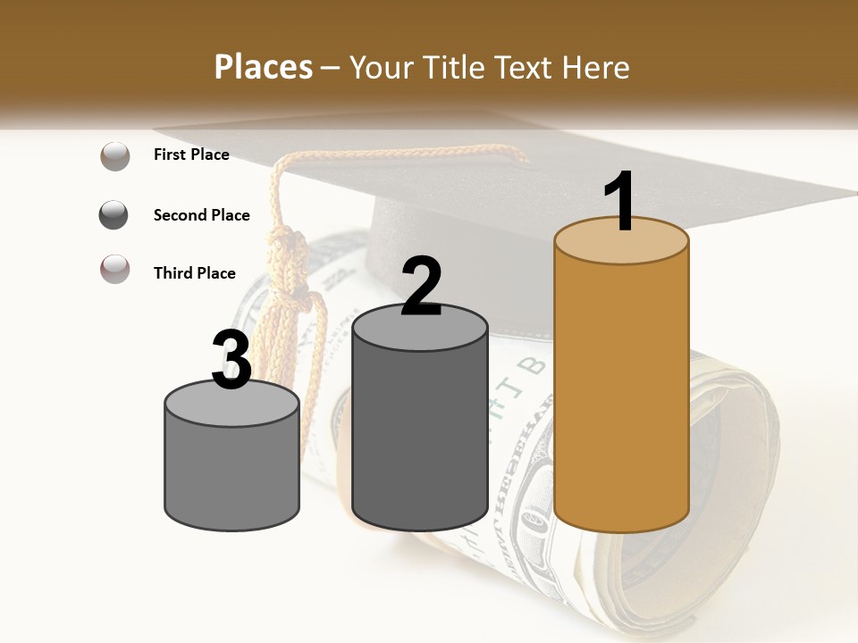 A Graduation Cap Sitting On Top Of A Stack Of Money PowerPoint Template