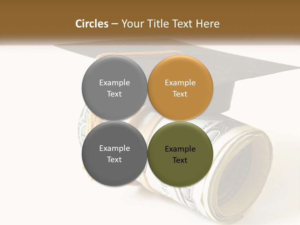 A Graduation Cap Sitting On Top Of A Stack Of Money PowerPoint Template