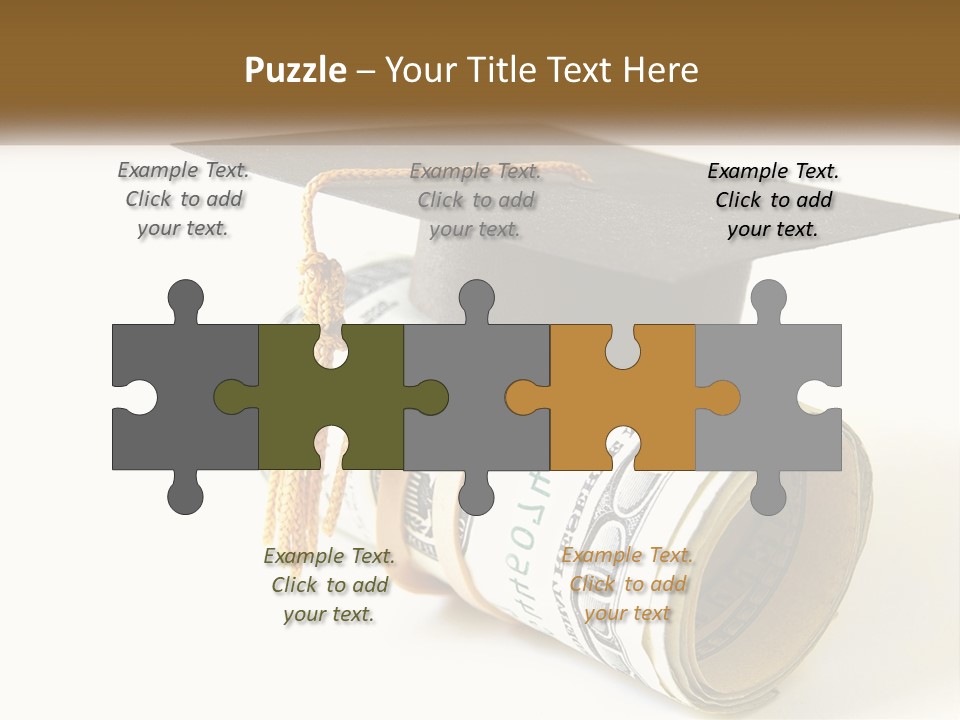 A Graduation Cap Sitting On Top Of A Stack Of Money PowerPoint Template