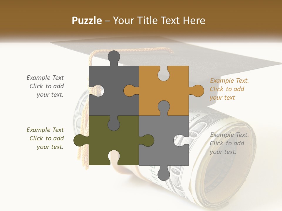 A Graduation Cap Sitting On Top Of A Stack Of Money PowerPoint Template