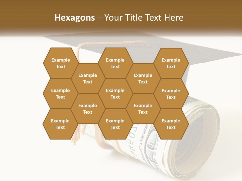 A Graduation Cap Sitting On Top Of A Stack Of Money PowerPoint Template