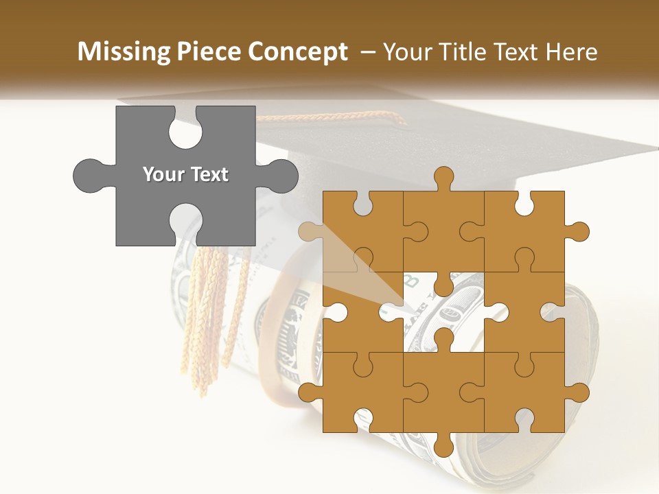 A Graduation Cap Sitting On Top Of A Stack Of Money PowerPoint Template