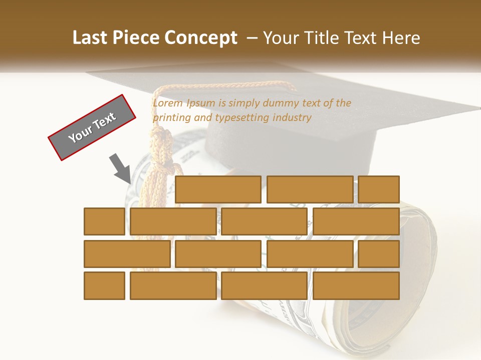 A Graduation Cap Sitting On Top Of A Stack Of Money PowerPoint Template