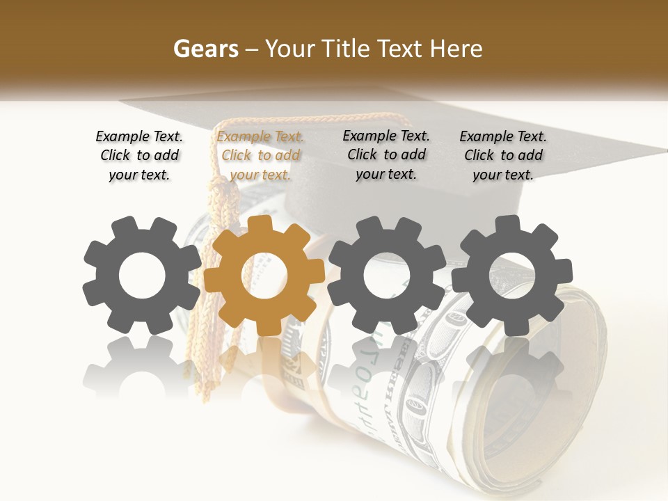 A Graduation Cap Sitting On Top Of A Stack Of Money PowerPoint Template