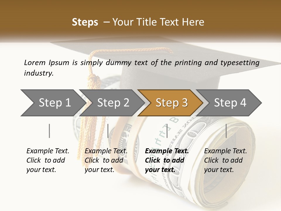 A Graduation Cap Sitting On Top Of A Stack Of Money PowerPoint Template