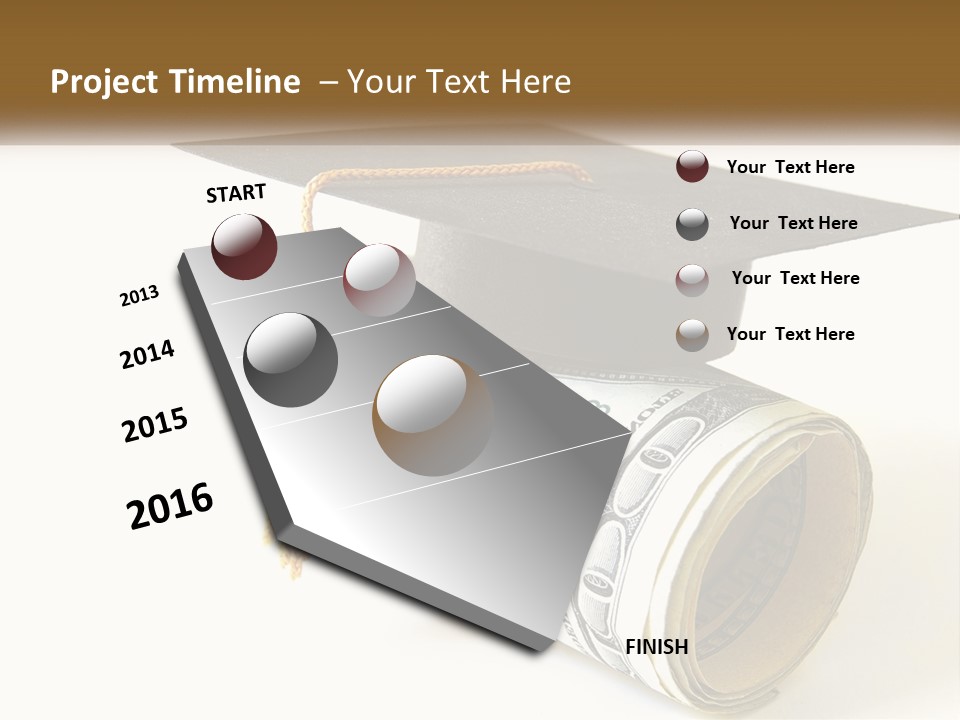 A Graduation Cap Sitting On Top Of A Stack Of Money PowerPoint Template