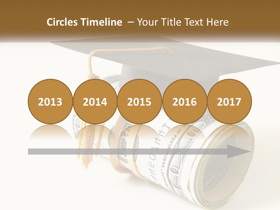 A Graduation Cap Sitting On Top Of A Stack Of Money PowerPoint Template