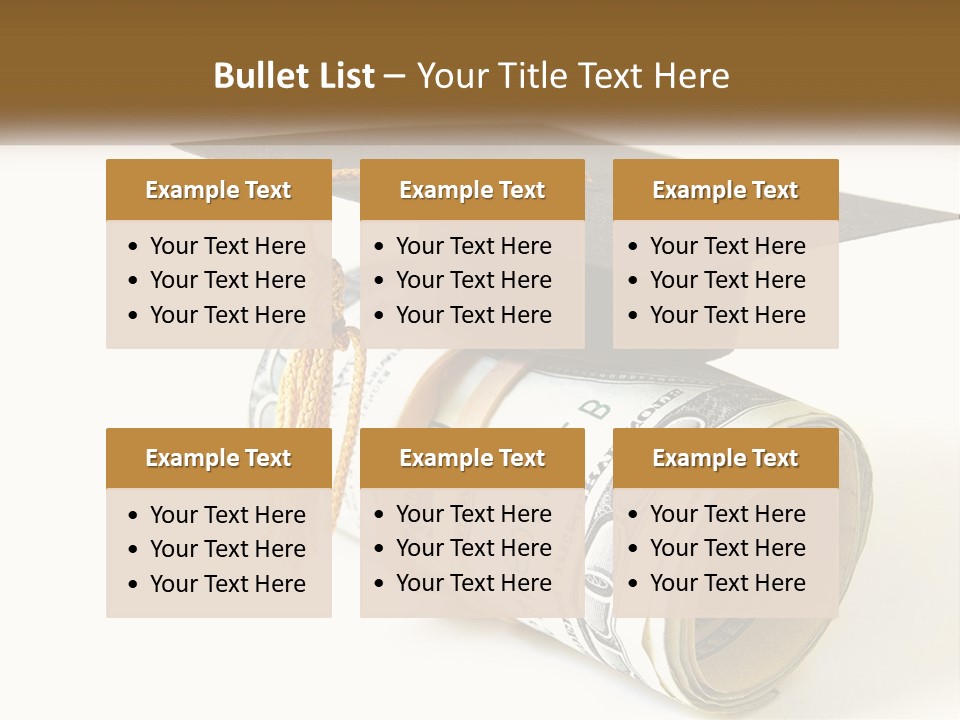 A Graduation Cap Sitting On Top Of A Stack Of Money PowerPoint Template