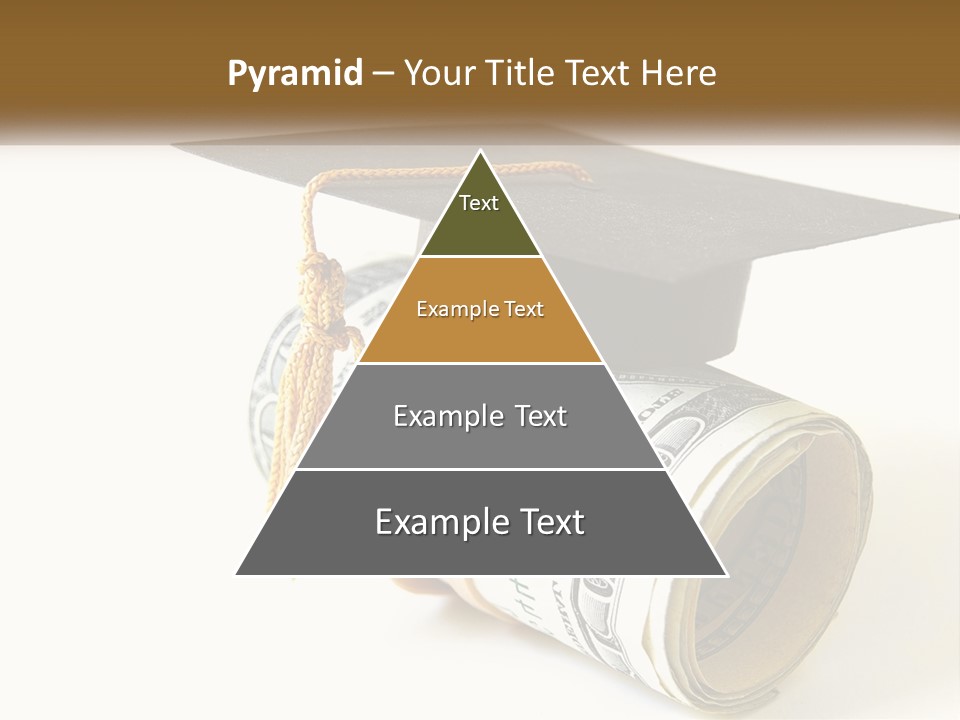A Graduation Cap Sitting On Top Of A Stack Of Money PowerPoint Template