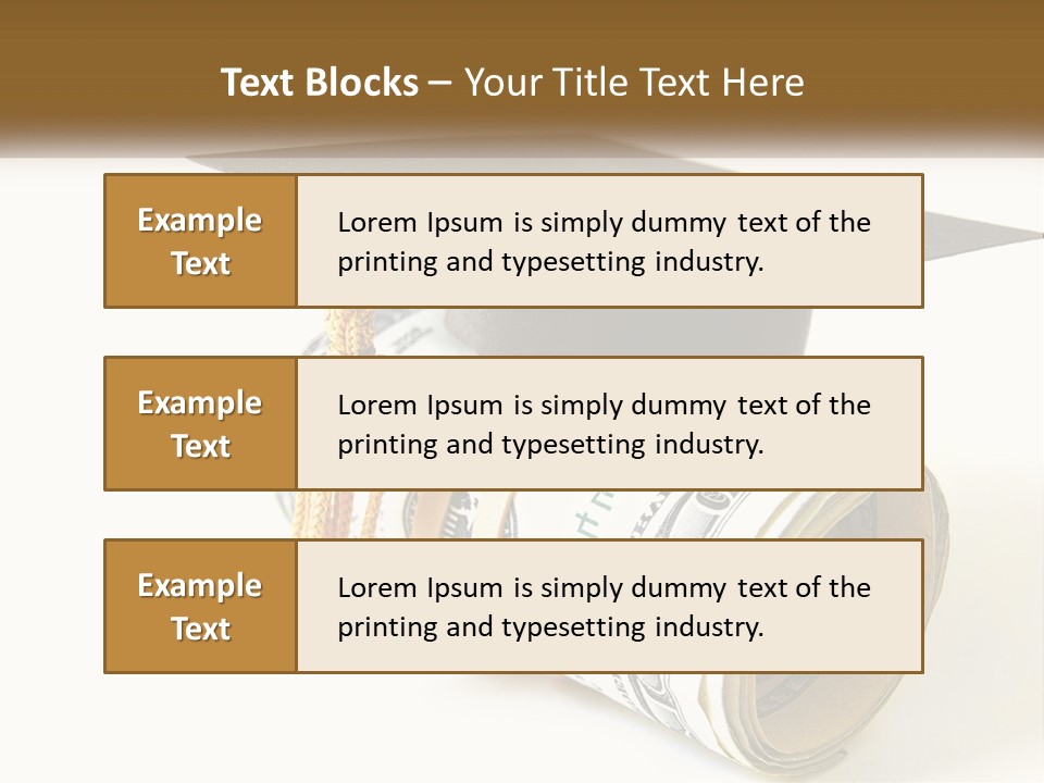 A Graduation Cap Sitting On Top Of A Stack Of Money PowerPoint Template