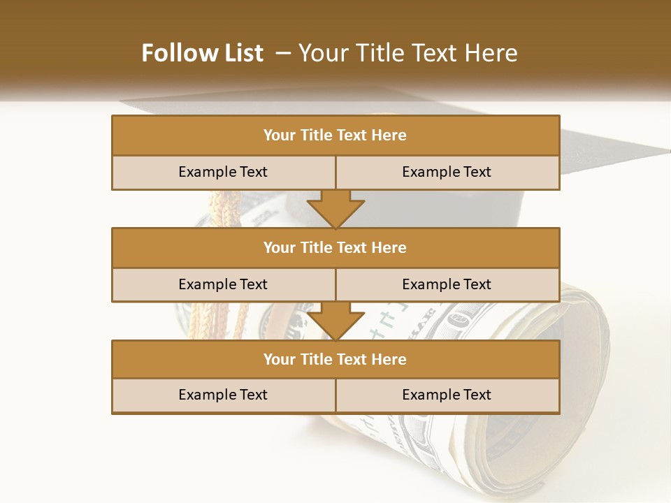 A Graduation Cap Sitting On Top Of A Stack Of Money PowerPoint Template