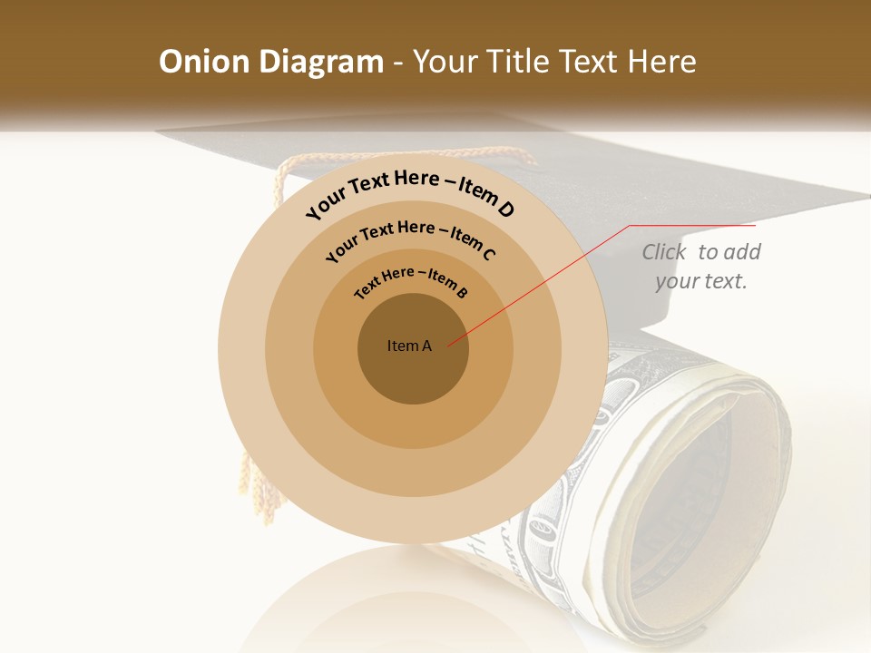 A Graduation Cap Sitting On Top Of A Stack Of Money PowerPoint Template