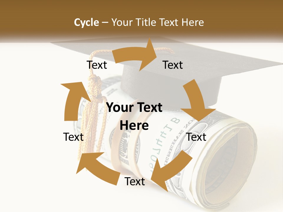 A Graduation Cap Sitting On Top Of A Stack Of Money PowerPoint Template