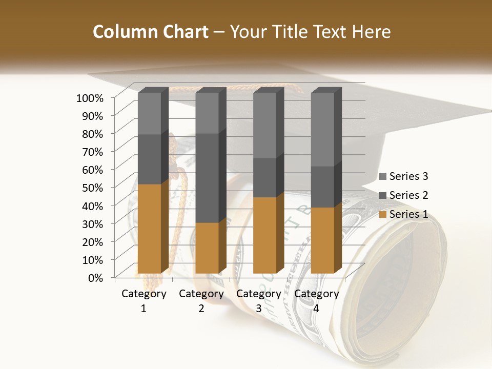 A Graduation Cap Sitting On Top Of A Stack Of Money PowerPoint Template