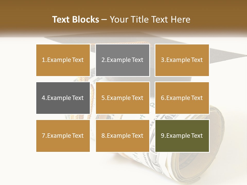 A Graduation Cap Sitting On Top Of A Stack Of Money PowerPoint Template