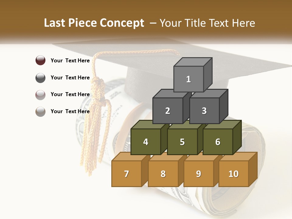 A Graduation Cap Sitting On Top Of A Stack Of Money PowerPoint Template