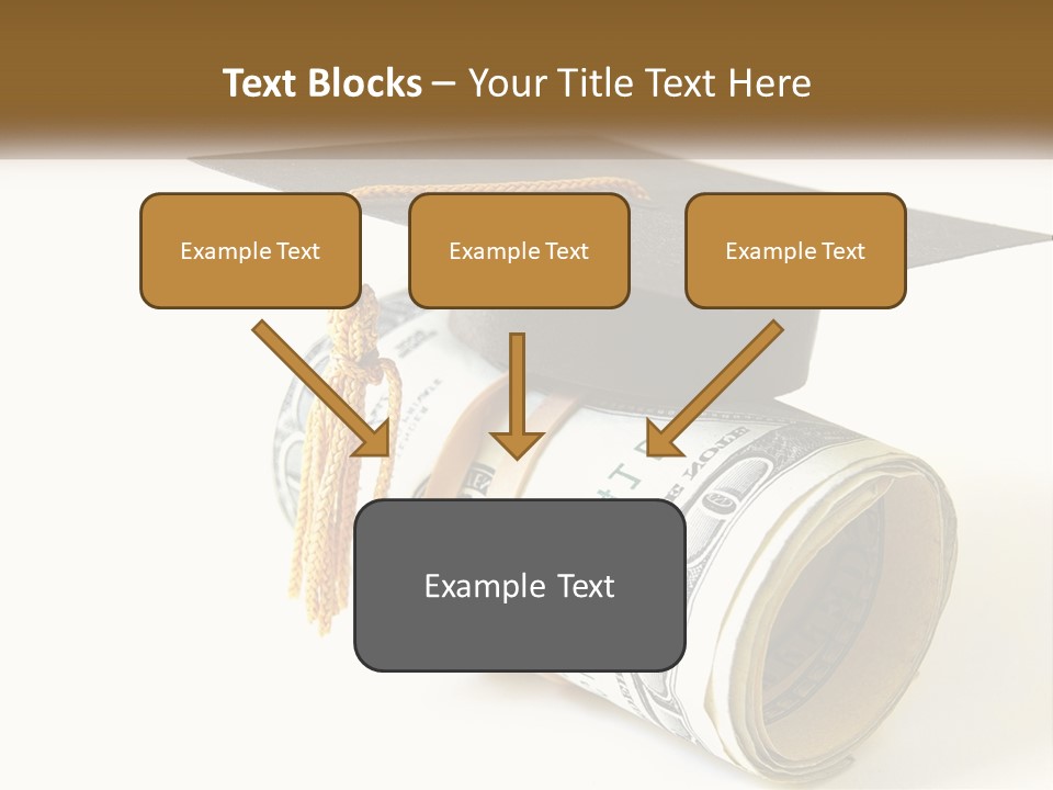 A Graduation Cap Sitting On Top Of A Stack Of Money PowerPoint Template