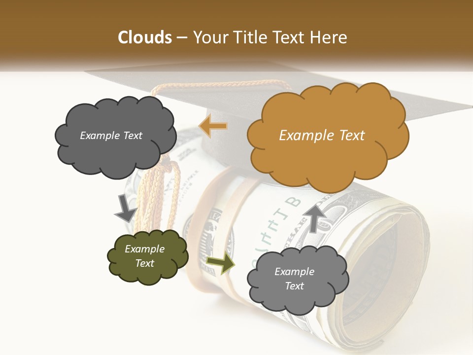 A Graduation Cap Sitting On Top Of A Stack Of Money PowerPoint Template