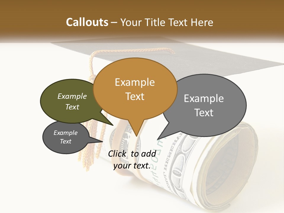 A Graduation Cap Sitting On Top Of A Stack Of Money PowerPoint Template