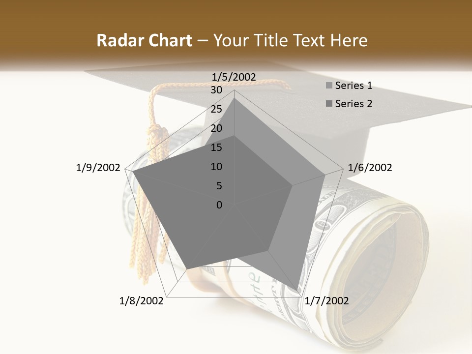 A Graduation Cap Sitting On Top Of A Stack Of Money PowerPoint Template