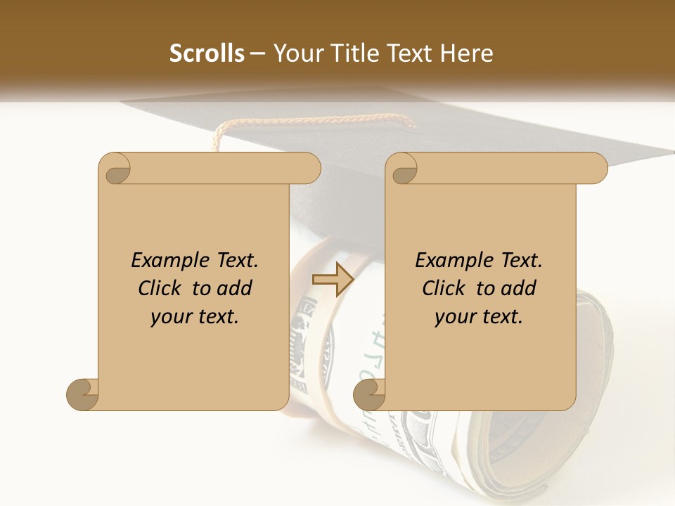 A Graduation Cap Sitting On Top Of A Stack Of Money PowerPoint Template