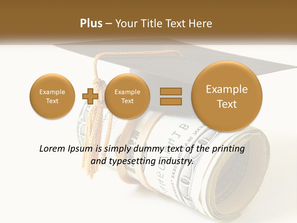 A Graduation Cap Sitting On Top Of A Stack Of Money PowerPoint Template