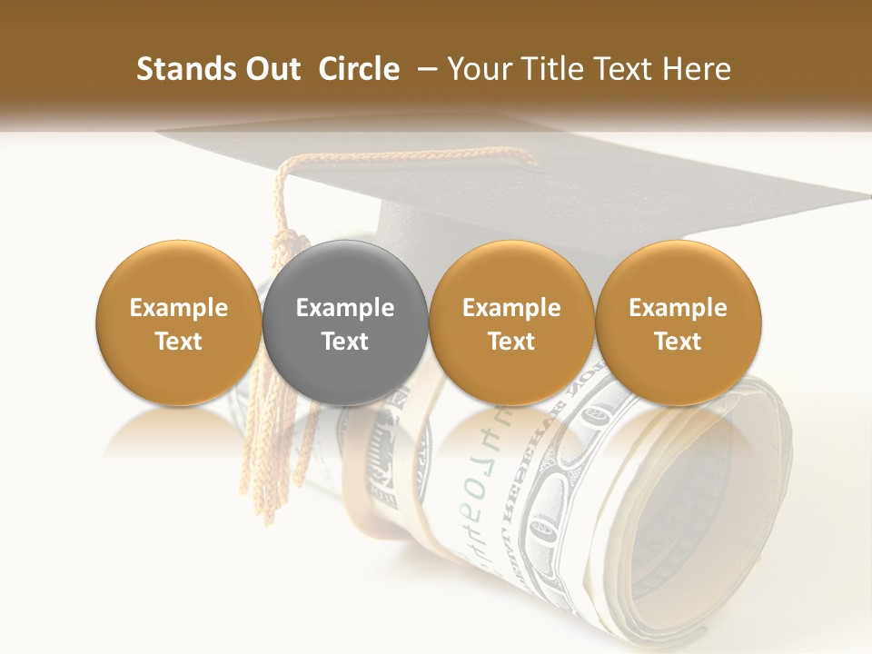 A Graduation Cap Sitting On Top Of A Stack Of Money PowerPoint Template