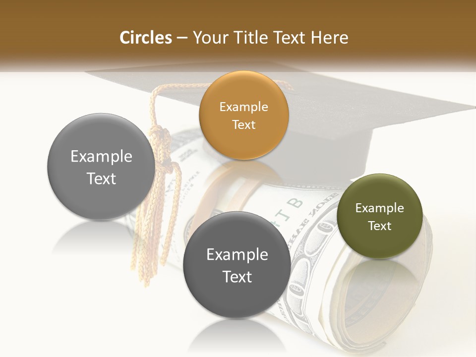 A Graduation Cap Sitting On Top Of A Stack Of Money PowerPoint Template