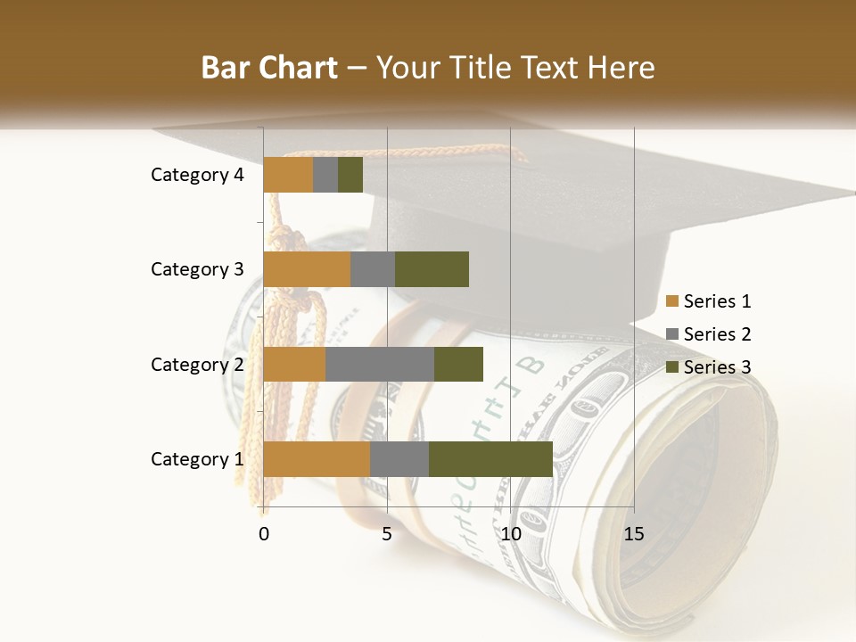 A Graduation Cap Sitting On Top Of A Stack Of Money PowerPoint Template
