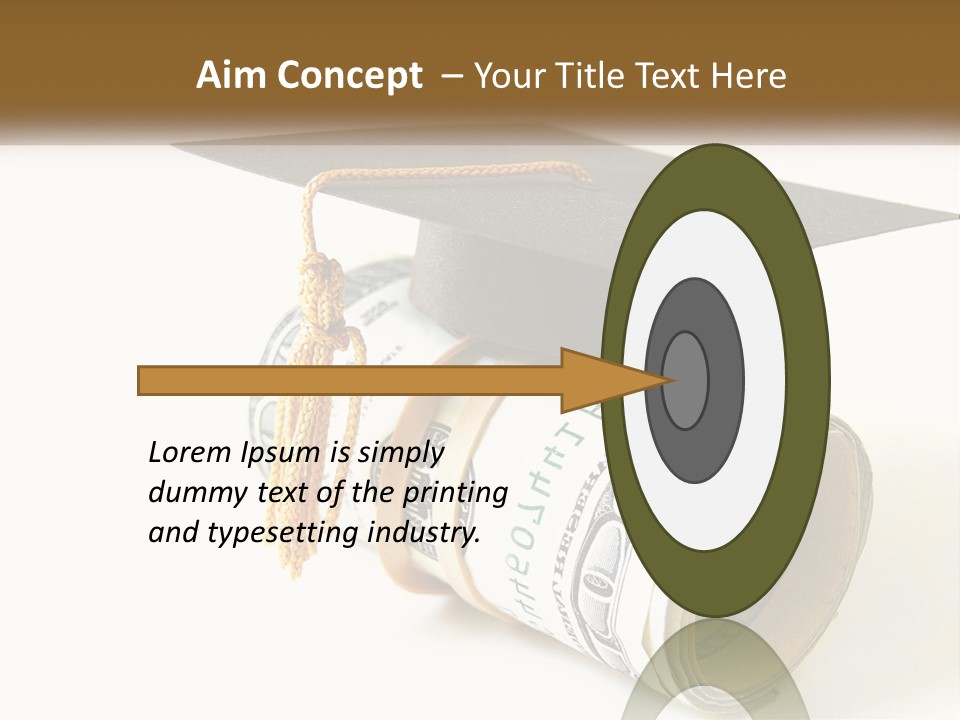 A Graduation Cap Sitting On Top Of A Stack Of Money PowerPoint Template