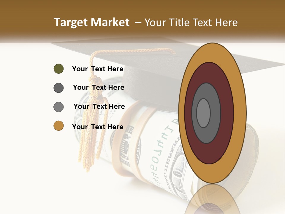 A Graduation Cap Sitting On Top Of A Stack Of Money PowerPoint Template