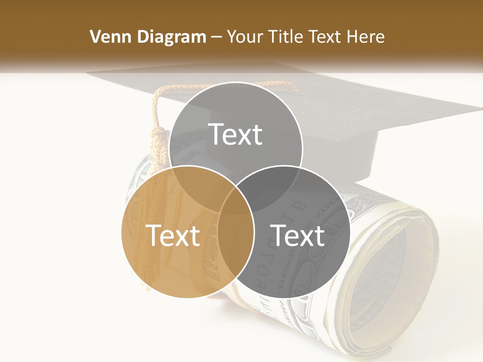 A Graduation Cap Sitting On Top Of A Stack Of Money PowerPoint Template