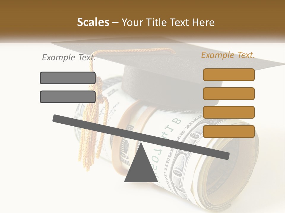 A Graduation Cap Sitting On Top Of A Stack Of Money PowerPoint Template
