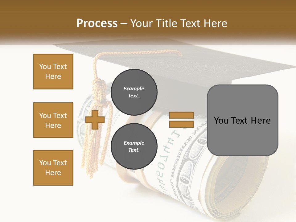 A Graduation Cap Sitting On Top Of A Stack Of Money PowerPoint Template
